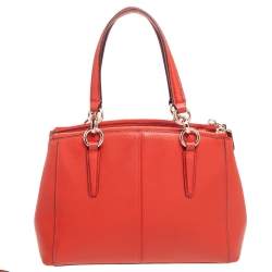Pre Owned Coach Red Leather Mini Christie Carryall Double Zip Satchel