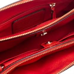Pre Owned Coach Red Leather Mini Christie Carryall Double Zip Satchel