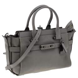 Pre Owned Coach Grey Leather Swagger 27 Carryall Satchel