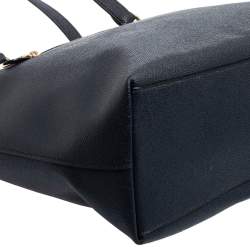 Pre Owned Coach Dark Blue Grainy Leather Gallery Tote