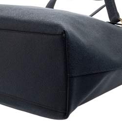 Pre Owned Coach Dark Blue Grainy Leather Gallery Tote