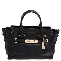 Pre Owned Coach Black Leather Swagger 27 Carryall Satchel