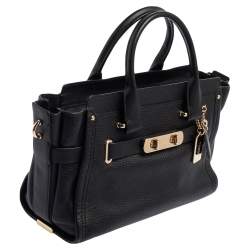 Pre Owned Coach Black Leather Swagger 27 Carryall Satchel
