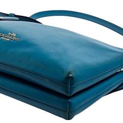Coach Teal Blue Leather Crosby Double Zip Crossbody Bag