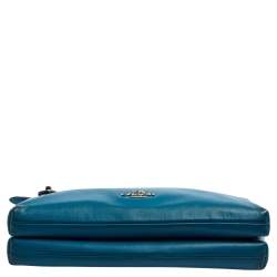 Coach Teal Blue Leather Crosby Double Zip Crossbody Bag