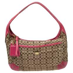 Coach Pink/White Signature Canvas and Leather Hobo Coach | TLC