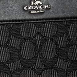 مملوكة مسبقًا Coach Black Canvas and Leather Accordion Zip Around Wallet