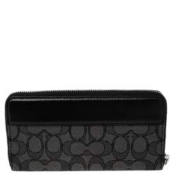 مملوكة مسبقًا Coach Black Canvas and Leather Accordion Zip Around Wallet