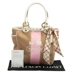 Pre Owned Coach Multicolor Canvas and Leather Tote