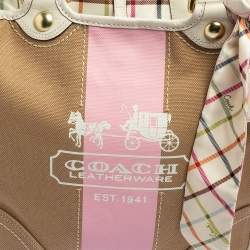 Pre Owned Coach Multicolor Canvas and Leather Tote