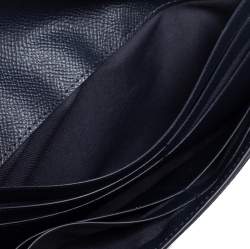 Pre Owned Coach Two Tone Blue Leather Envelope Flap Continental Wallet