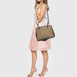 Pre Owned Coach Beige/Brown Signature Canvas And Leather Stanton Carryall Satchel