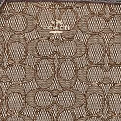 Pre Owned Coach Beige/Brown Signature Canvas And Leather Stanton Carryall Satchel