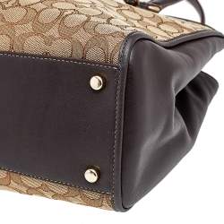 Pre Owned Coach Beige/Brown Signature Canvas And Leather Stanton Carryall Satchel