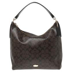 Coach Brown/Black Signature Canvas and Leather Celeste Hobo