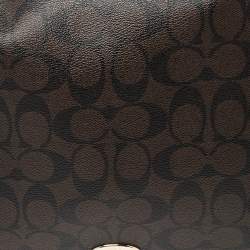 Coach Brown/Black Signature Canvas and Leather Celeste Hobo