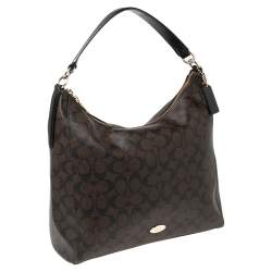 Coach Brown/Black Signature Canvas and Leather Celeste Hobo