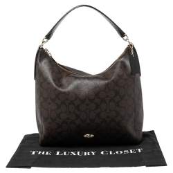 Coach Brown/Black Signature Canvas and Leather Celeste Hobo