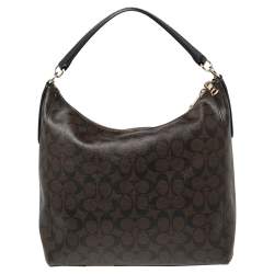 Coach Brown/Black Signature Canvas and Leather Celeste Hobo