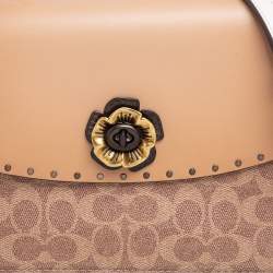 Pre Owned Coach Tricolor Signature Coated Canvas And Leather Parker Top Handle Bag
