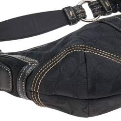 Pre Owned Coach Black Signature Canvas and Leather Soho Hobo