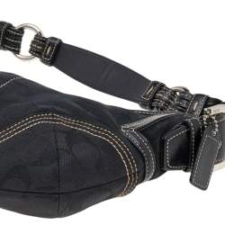 Pre Owned Coach Black Signature Canvas and Leather Soho Hobo