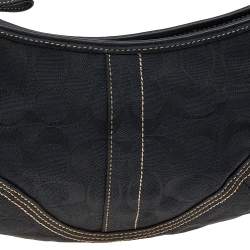 Pre Owned Coach Black Signature Canvas and Leather Soho Hobo