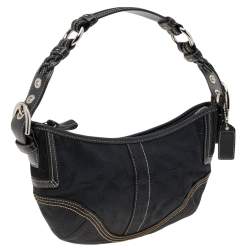 Pre Owned Coach Black Signature Canvas and Leather Soho Hobo