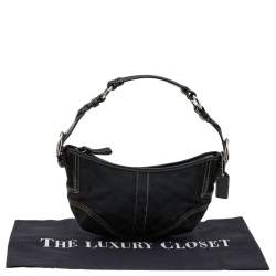 Pre Owned Coach Black Signature Canvas and Leather Soho Hobo