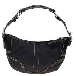 Pre Owned Coach Black Signature Canvas and Leather Soho Hobo