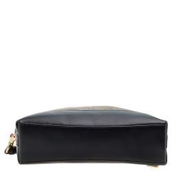 Coach Black/Beige Leather And Signature Coated Canvas Satchel