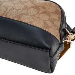 Coach Black/Beige Leather And Signature Coated Canvas Satchel