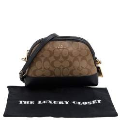 Coach Black/Beige Leather And Signature Coated Canvas Satchel