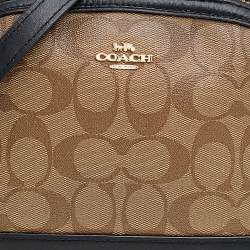 Coach Black/Beige Leather And Signature Coated Canvas Satchel