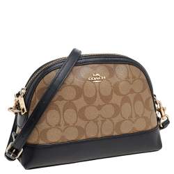 Coach Black/Beige Leather And Signature Coated Canvas Satchel