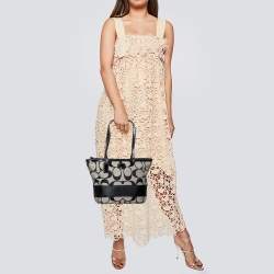 Coach Black/Grey Signature Canvas and Patent Leather Tote