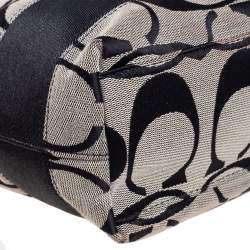 Coach Black/Grey Signature Canvas and Patent Leather Tote