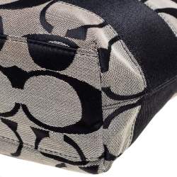 Coach Black/Grey Signature Canvas and Patent Leather Tote