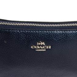 Pre Owned Coach Metallic Blue Leather Mini Pochette
