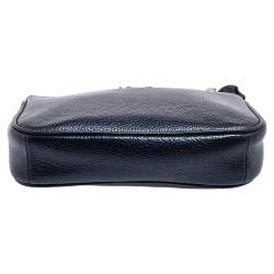 Pre Owned Coach Metallic Blue Leather Mini Pochette