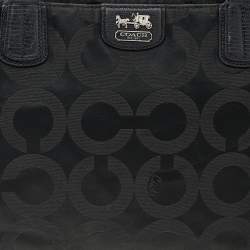Pre Owned Coach Black Signature Nylon Mia Opaque Chain Tote