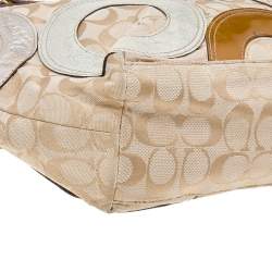 Pre Owned Coach Multicolor Signature Canvas and Patent Leather Pieced Patchwork Carly Tote
