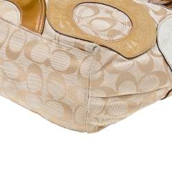 Pre Owned Coach Multicolor Signature Canvas and Patent Leather Pieced Patchwork Carly Tote