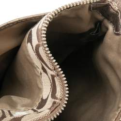 Coach Beige/Brown Signature Canvas and Croc Embossed Leather Swingpack Messenger Bag