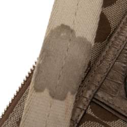 Coach Beige/Brown Signature Canvas and Croc Embossed Leather Swingpack Messenger Bag