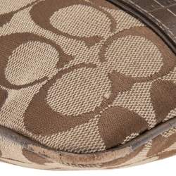 Coach Beige/Brown Signature Canvas and Croc Embossed Leather Swingpack Messenger Bag