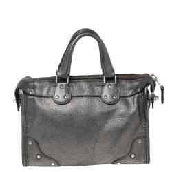 Pre Owned Coach Metallic Grey Leather Rhyder Satchel