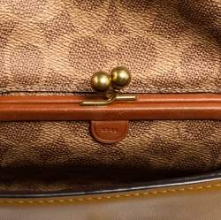 Pre Owned Coach Multicolor Signature Coated Canvas and Leather Dinky Shoulder Bag