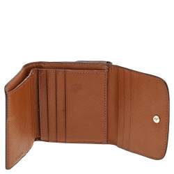 Pre Owned محفظة كوتشي جلد وكانفاس بالشعار المقوى بني ثلاثية الطي