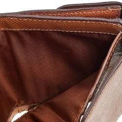 Pre Owned محفظة كوتشي جلد وكانفاس بالشعار المقوى بني ثلاثية الطي